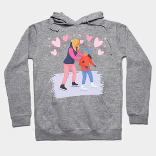 Mom and Daughter ice skating together Hoodie